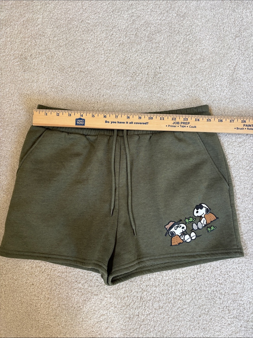 Peanuts Snoopy Camping Outdoors Fleece Lined Lounge Shorts Pockets Women’s Large - Picture 6 of 11